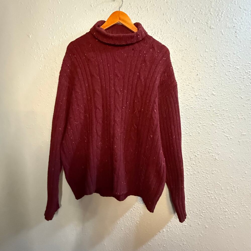 Womens J. Crew Chunky Knit Sweater 100% Lambswool Turtle Neck Size Large